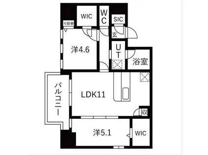 スプランディッドX(2LDK/11階)の間取り写真