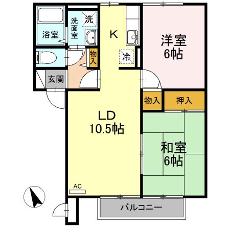 パルテノンロイヤルB(2LDK/2階)の間取り写真