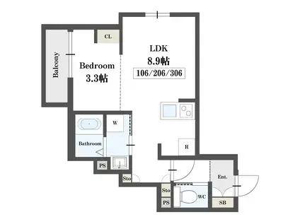 クレアール(1LDK/2階)の間取り写真