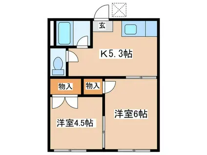 田村ハイツB(2K/1階)の間取り写真