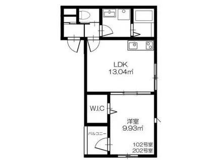 イエント国領(1LDK/2階)の間取り写真