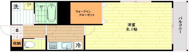 KAUNIS都島(1K/4階)の間取り写真