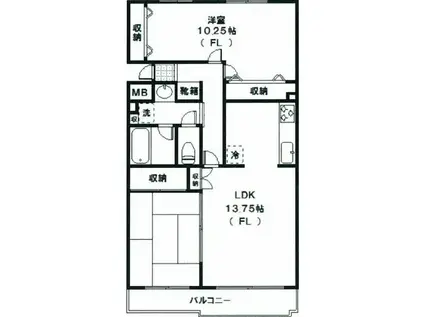 グランドゥール宮崎台(2LDK/2階)の間取り写真