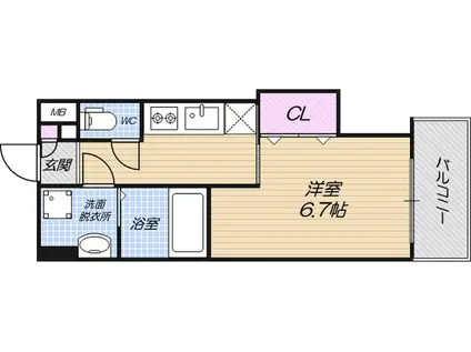 LUXE田辺(1K/5階)の間取り写真