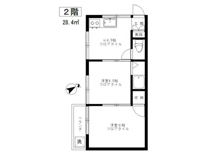 平野荘(2K/2階)の間取り写真