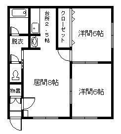 豊岡4.7オリーブハウス(2LDK/2階)の間取り写真