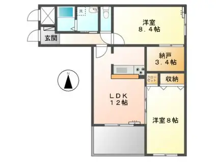 PRIER M (2SLDK/2階)の間取り写真