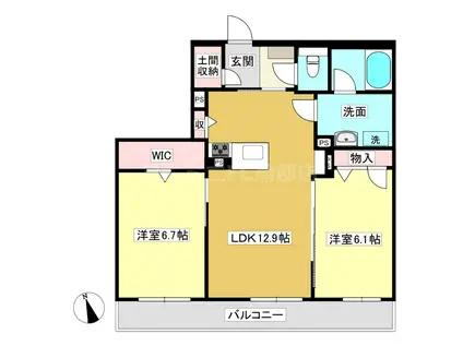 シャーメゾンガーデンズ丸山(2LDK/2階)の間取り写真