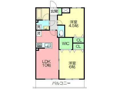 ルミエールブランシュ(2LDK/1階)の間取り写真