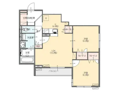 GLICINA中村本町(2LDK/2階)の間取り写真