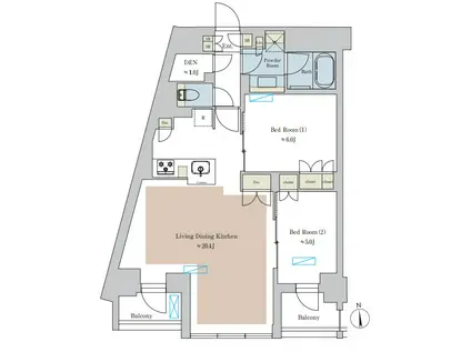 BRILLIA IST 池尻大橋(2SLDK/5階)の間取り写真