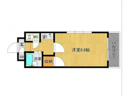 マンションキャッスル(1K/1階)の間取り写真