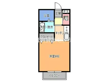 ピュアグレースII(1K/2階)の間取り写真