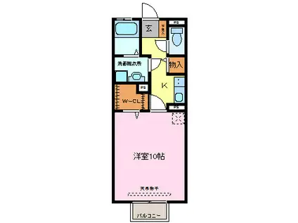 リビングタウンかじま台II(1K/1階)の間取り写真