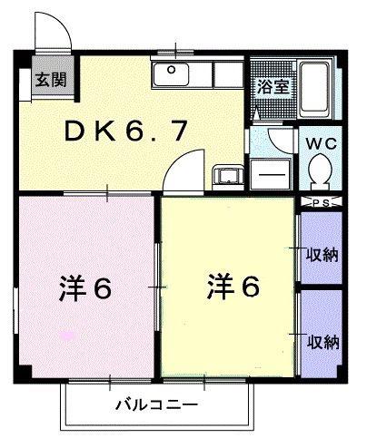 グリーンヒルズA(2DK/1階)の間取り写真