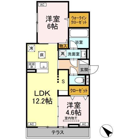 セレスティア新宿(2LDK/1階)の間取り写真
