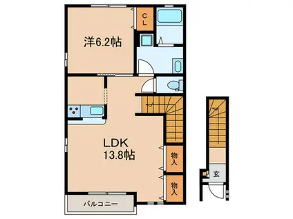 FOREST緑が丘(1LDK/2階)の間取り写真