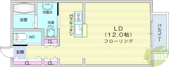 サニープレイス小松島(ワンルーム/1階)の間取り写真