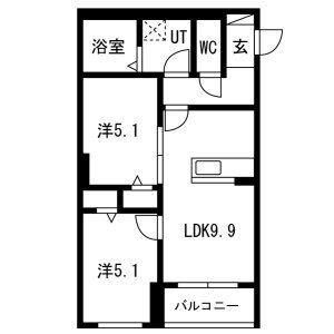 ラヴィアンローズ(2LDK/3階)の間取り写真