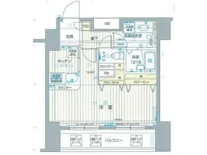 フォレシティ六本木(1K/10階)の間取り写真