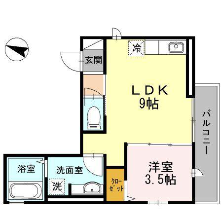 MUSE FORT(1LDK/2階)の間取り写真