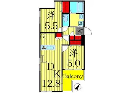 ヘーベルメゾン曳舟(2LDK/2階)の間取り写真