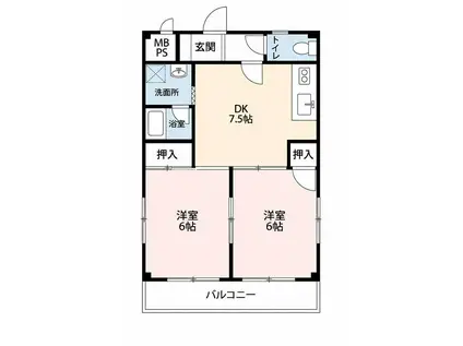 ライフインかいめい(2DK/3階)の間取り写真