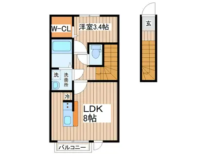 CASA TELA(1LDK/2階)の間取り写真