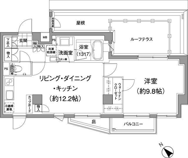 パークハビオ元麻布(1LDK/3階)の間取り写真