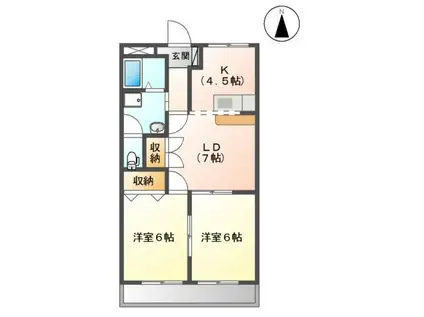 クレストール・イン(2LDK/2階)の間取り写真