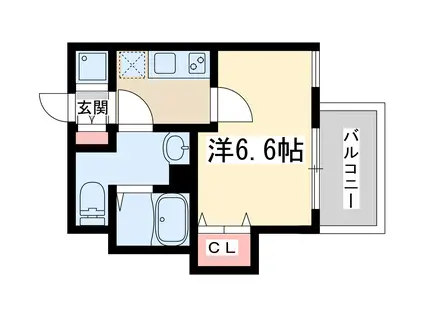 フレンシアノイエ東三国(1K/6階)の間取り写真