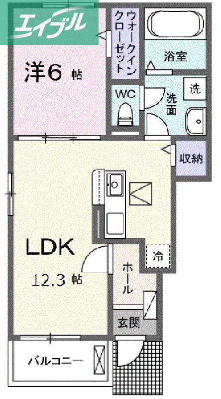 グリーン ローリエ(1LDK/1階)の間取り写真