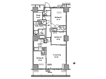 PARK AXIS 豊洲(3LDK/6階)の間取り写真