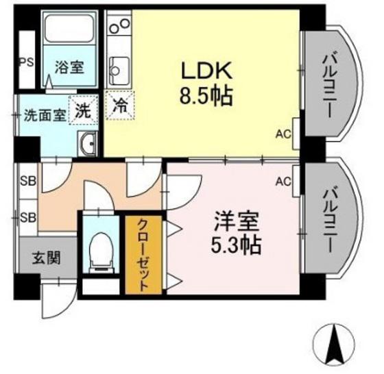レジデンス石井(1LDK/3階)の間取り写真
