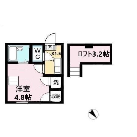 ビューコート小田原(1K/2階)の間取り写真