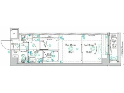 ラフィスタ蒲田南II(2K/4階)の間取り写真