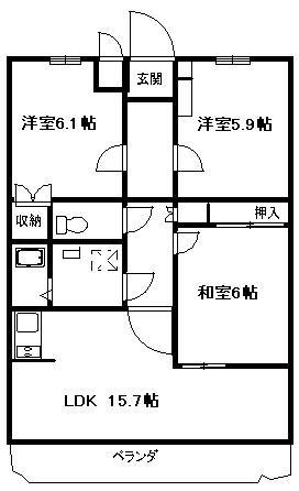 メゾングラシア(3LDK/3階)の間取り写真