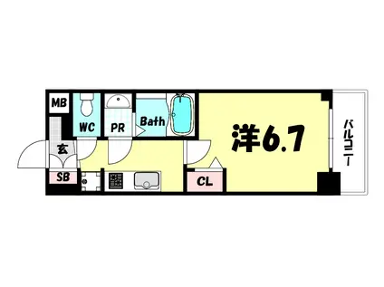 アドバンス神戸レイソレ(1K/2階)の間取り写真