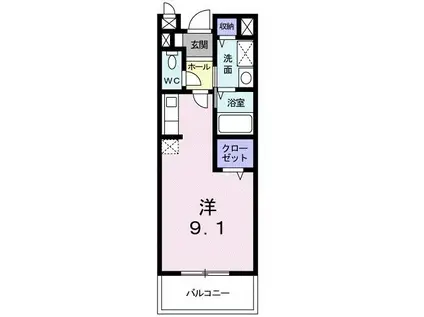 パルテールI(ワンルーム/2階)の間取り写真