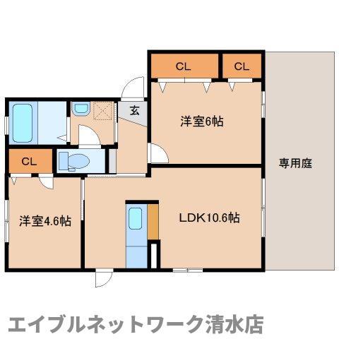 エスペランサ諏訪下(2LDK/1階)の間取り写真