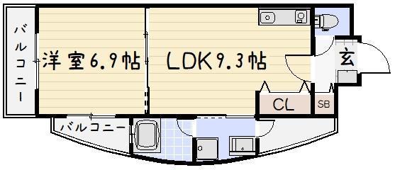 リード大手町(1LDK/2階)の間取り写真