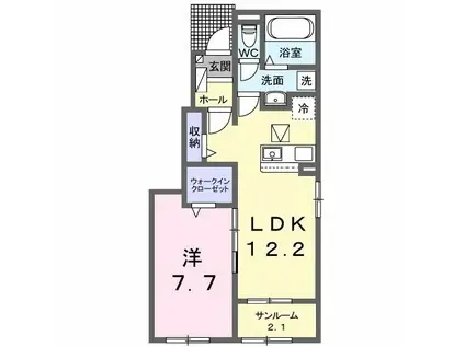 ルーツショアI(1LDK/1階)の間取り写真