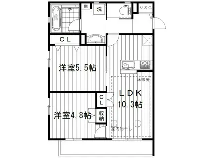 カーサセレーナ中野(2LDK/2階)の間取り写真