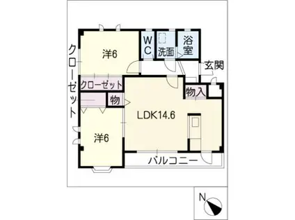 シャトードゥ エスポワールS棟(2LDK/2階)の間取り写真