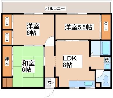 グランビュー塩屋(3LDK/2階)の間取り写真