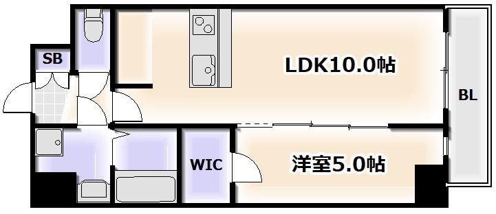 プレサンス大国町ラヴェニール(1LDK/4階)の間取り写真