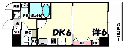プレサンス三宮フラワーロード(1DK/10階)の間取り写真