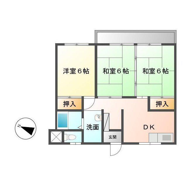 コーポ菊翠(3DK/2階)の間取り写真
