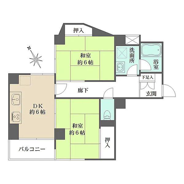 ラヴィーナ門前仲町(2DK/3階)の間取り写真