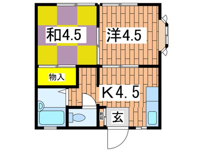 ハイツユタカ(2K/1階)の間取り写真